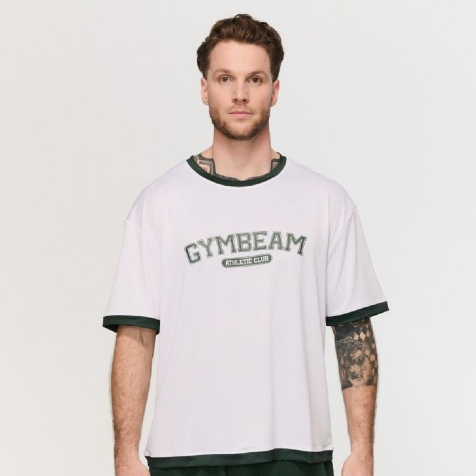 GymBeam Tričko Oversized Varsity White XXL · záber 1