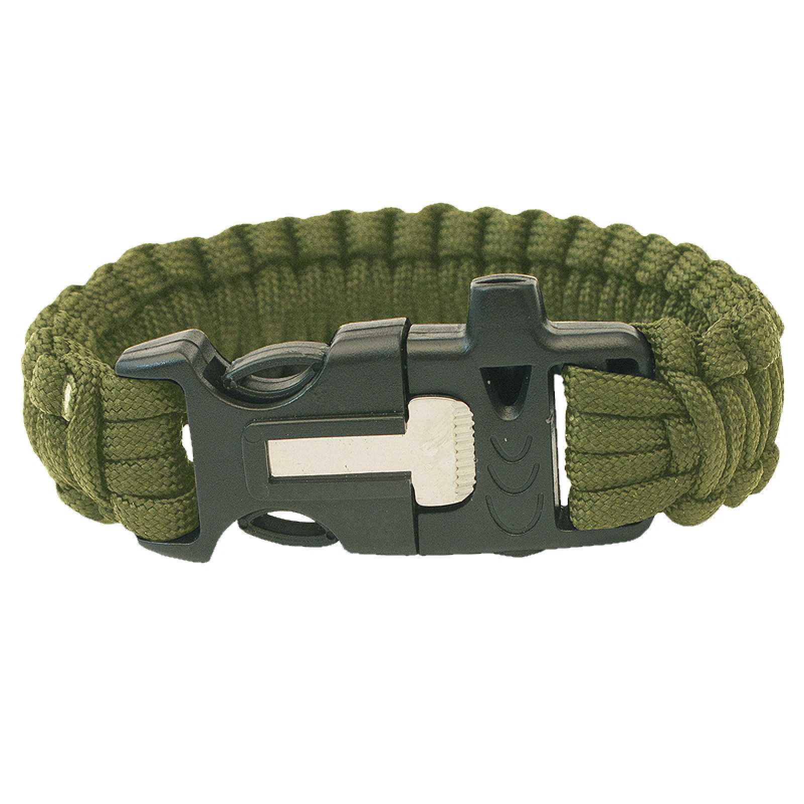 Highlander Paracord - trojzubec, píšťalka, křesadlo olivovo zelená · záber 1
