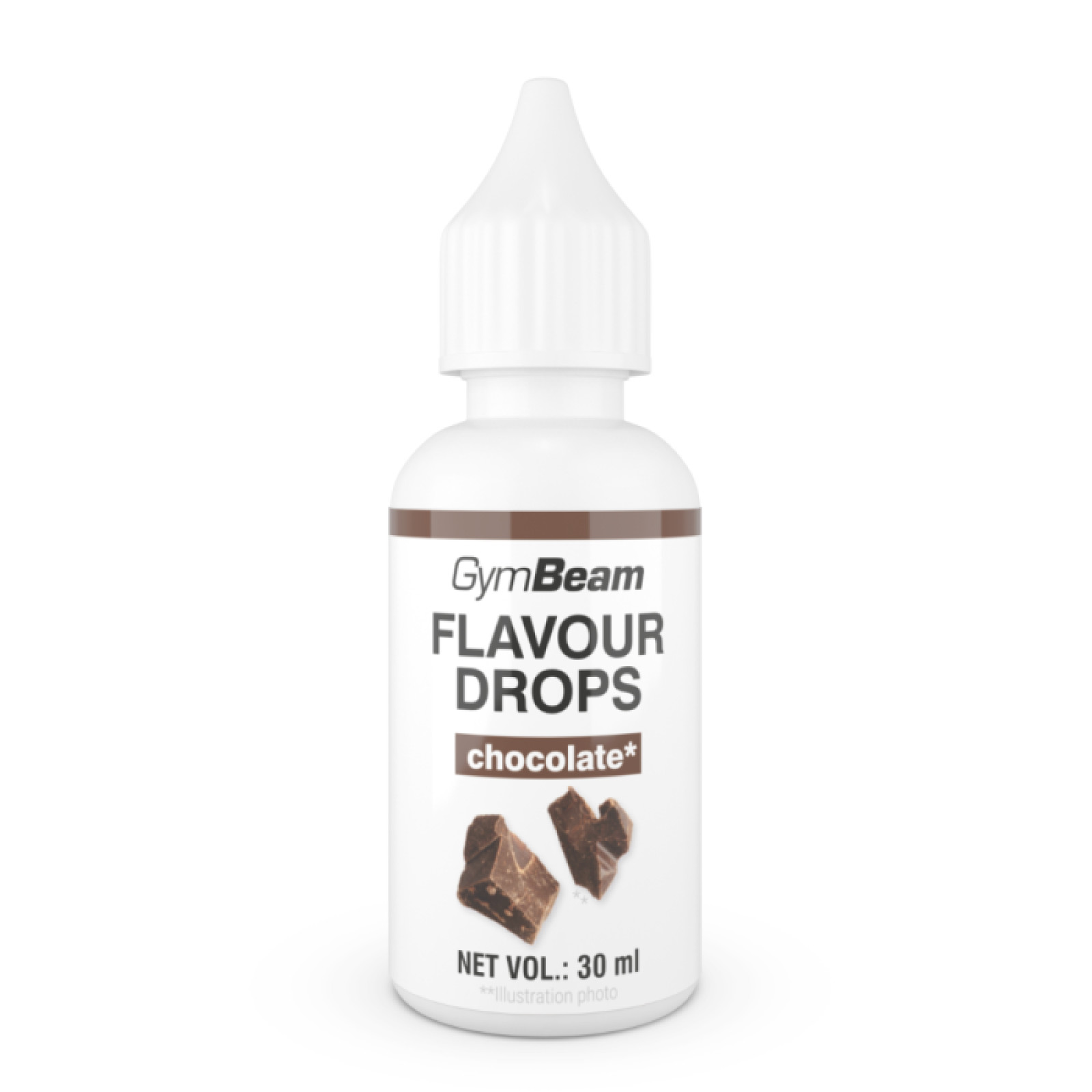GymBeam Flavour Drops čokoláda - Príchuť: Čokoláda | Hmotnosť: 0,03 kg | Objem: 30 ml | Balenie: 50 · záber 1
