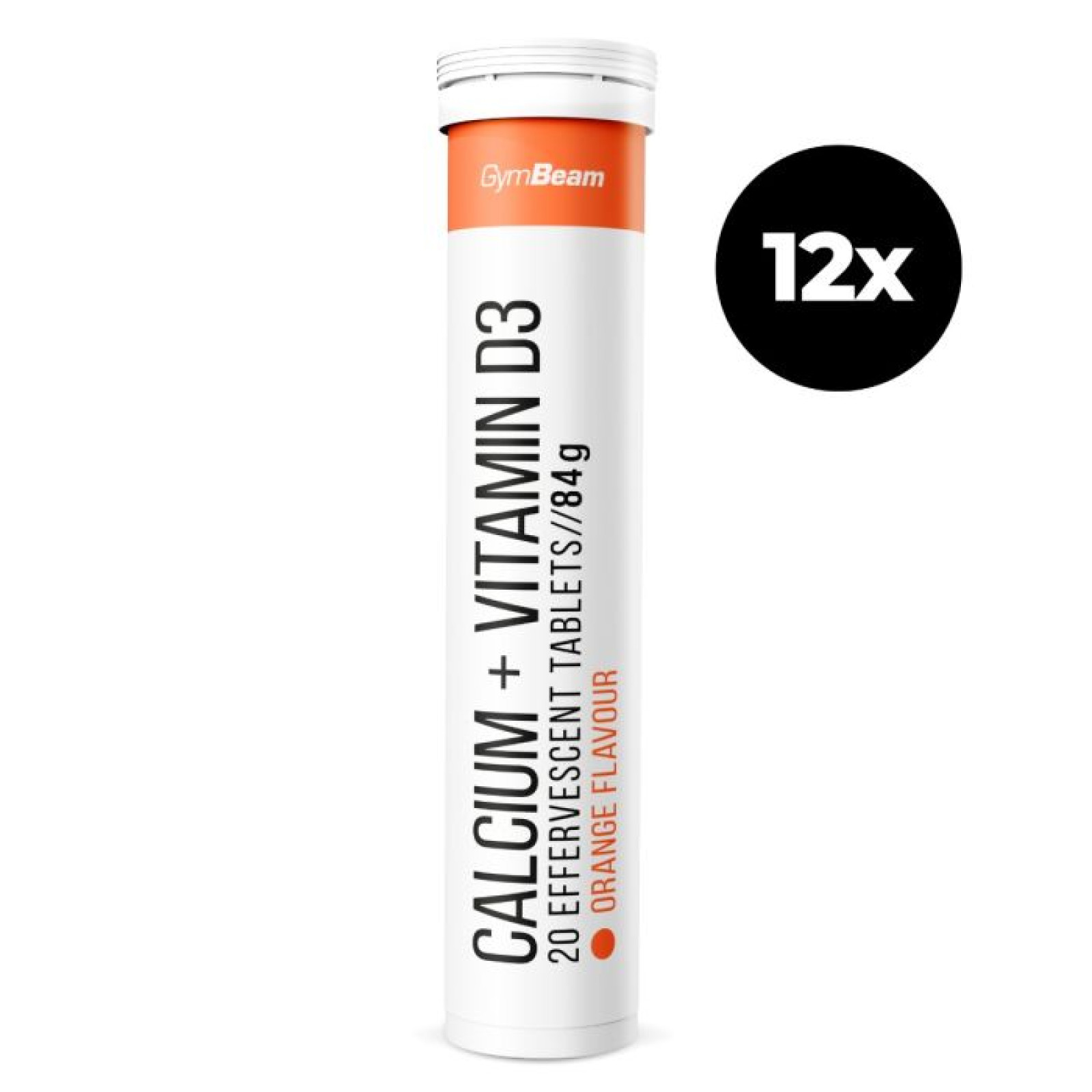 GymBeam Vápnik + Vitamín D3 šumivý 12 x 20 tab pomaranč · záber 1