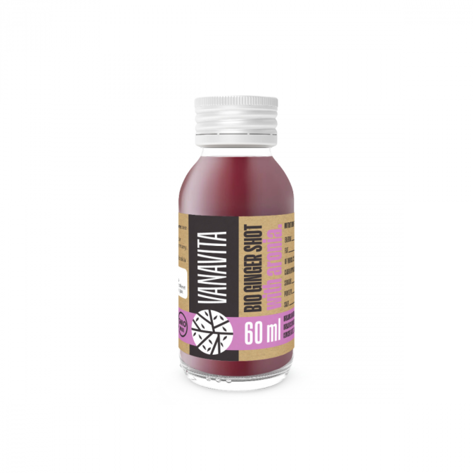 VanaVita BIO Zázvorový shot s aróniou bez príchute - Príchuť: Bez príchute | Hmotnosť: 0,06 kg | Objem: 60 ml | Balenie: 24 · záber 1