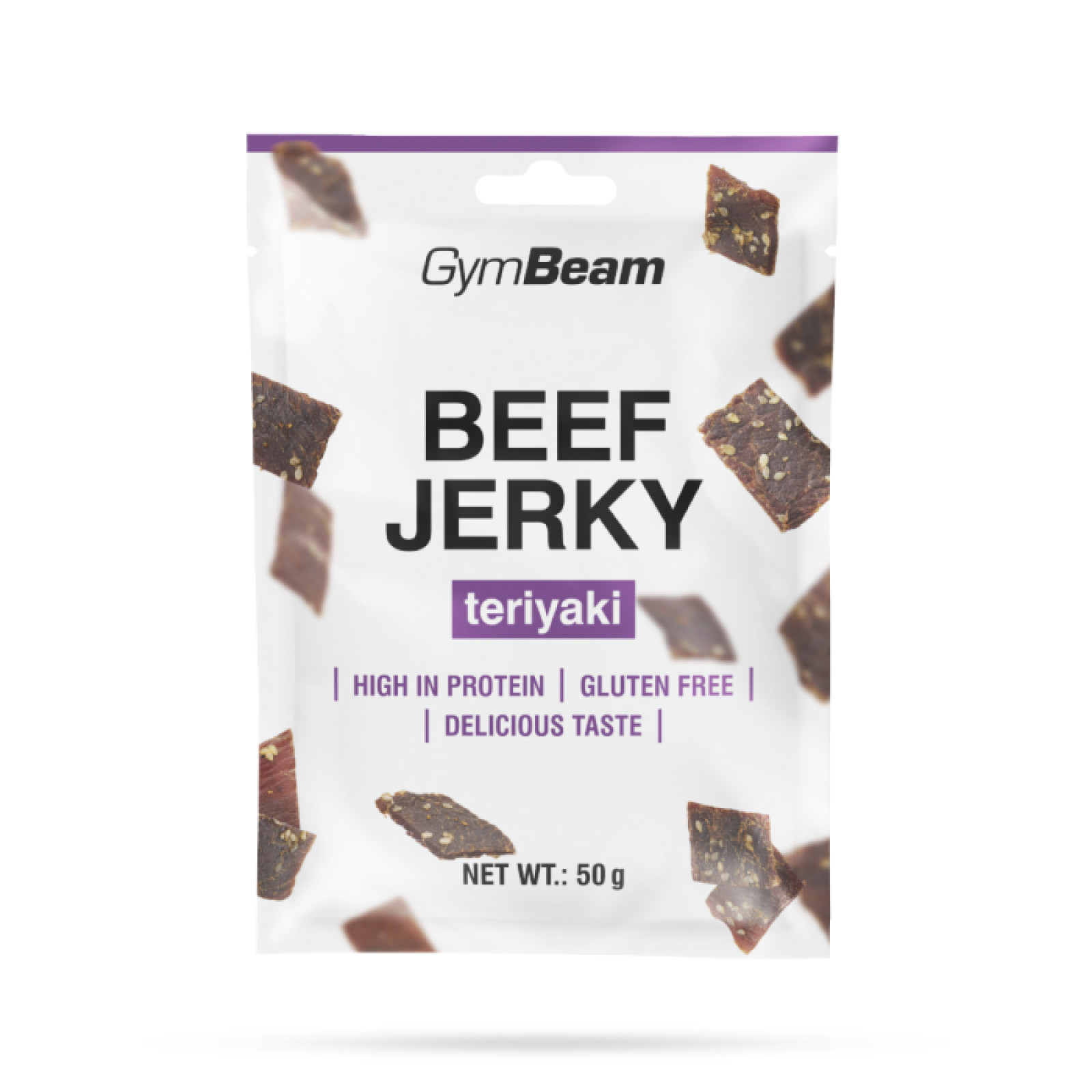 GymBeam Sušené mäso Beef Jerky teriyaki - Príchuť: Teriyaki | Hmotnosť: 0,05 kg | Balenie: 50 · záber 1
