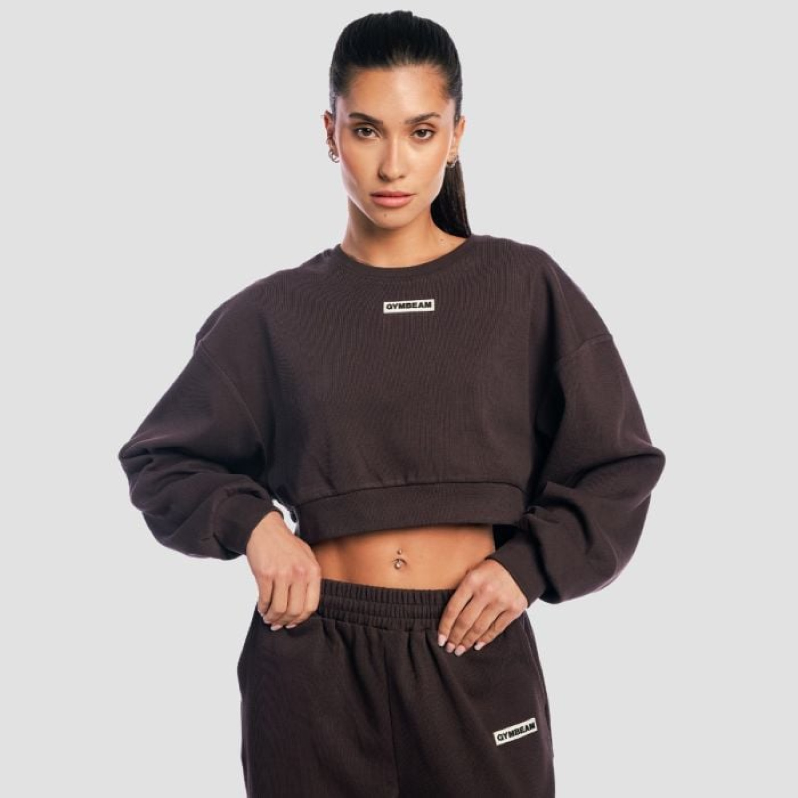 GymBeam Dámska mikina Cropped Aura Tee Brown XL · záber 1