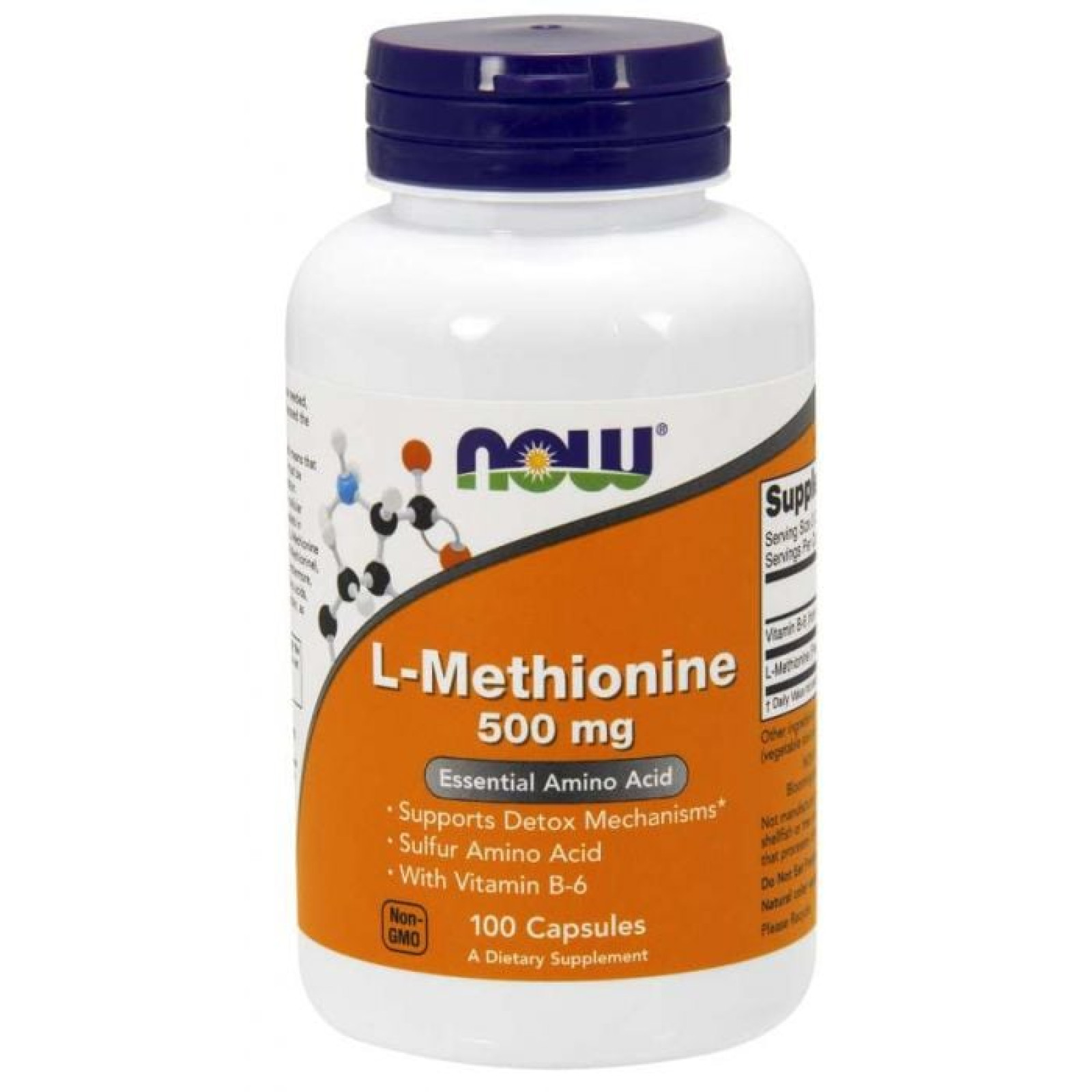 NOW L-Methionine 500 mg 100 rostlinných kapsúl · záber 1