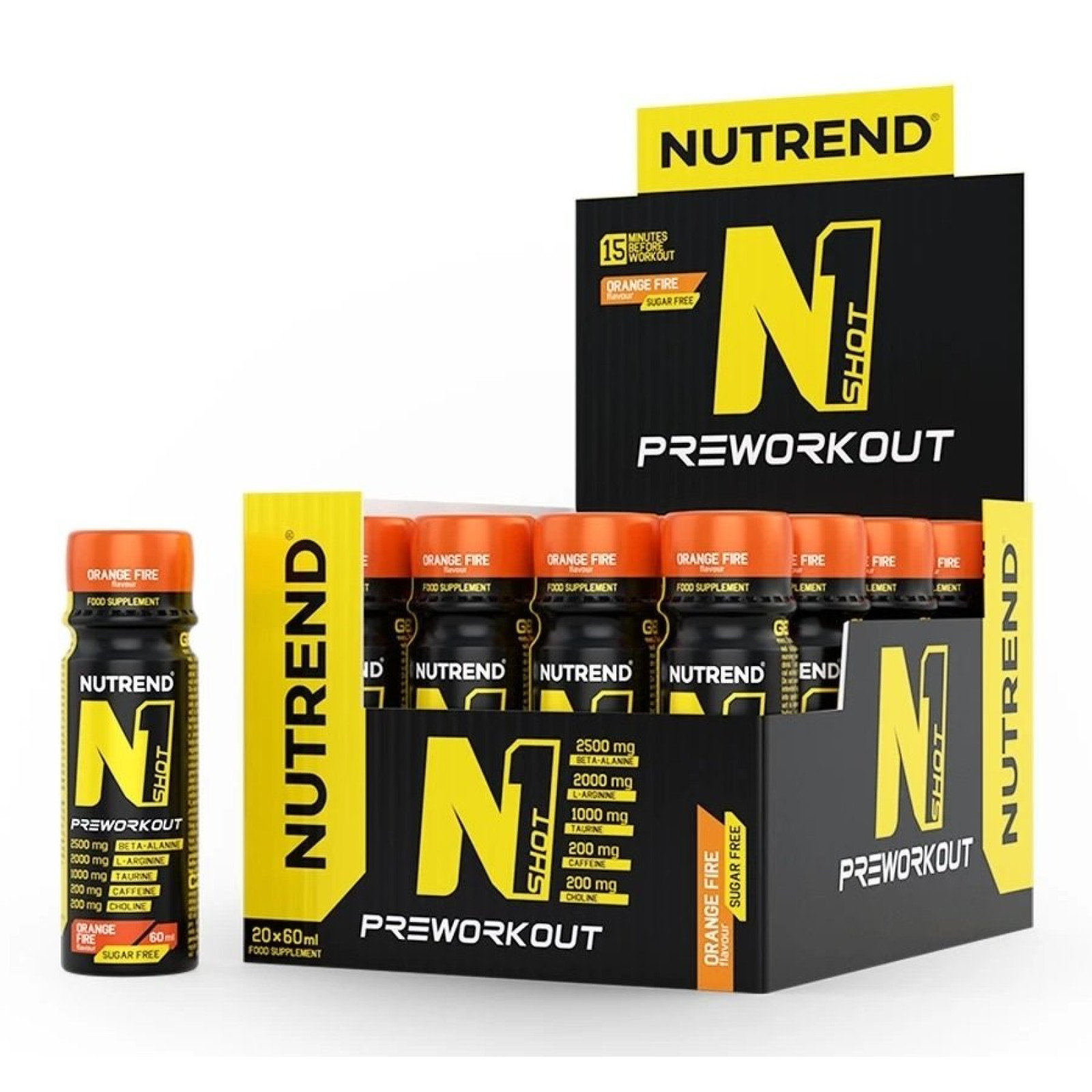 N1 Pre-Workout Shot - Nutrend 20 x 60 ml. Orange · záber 1