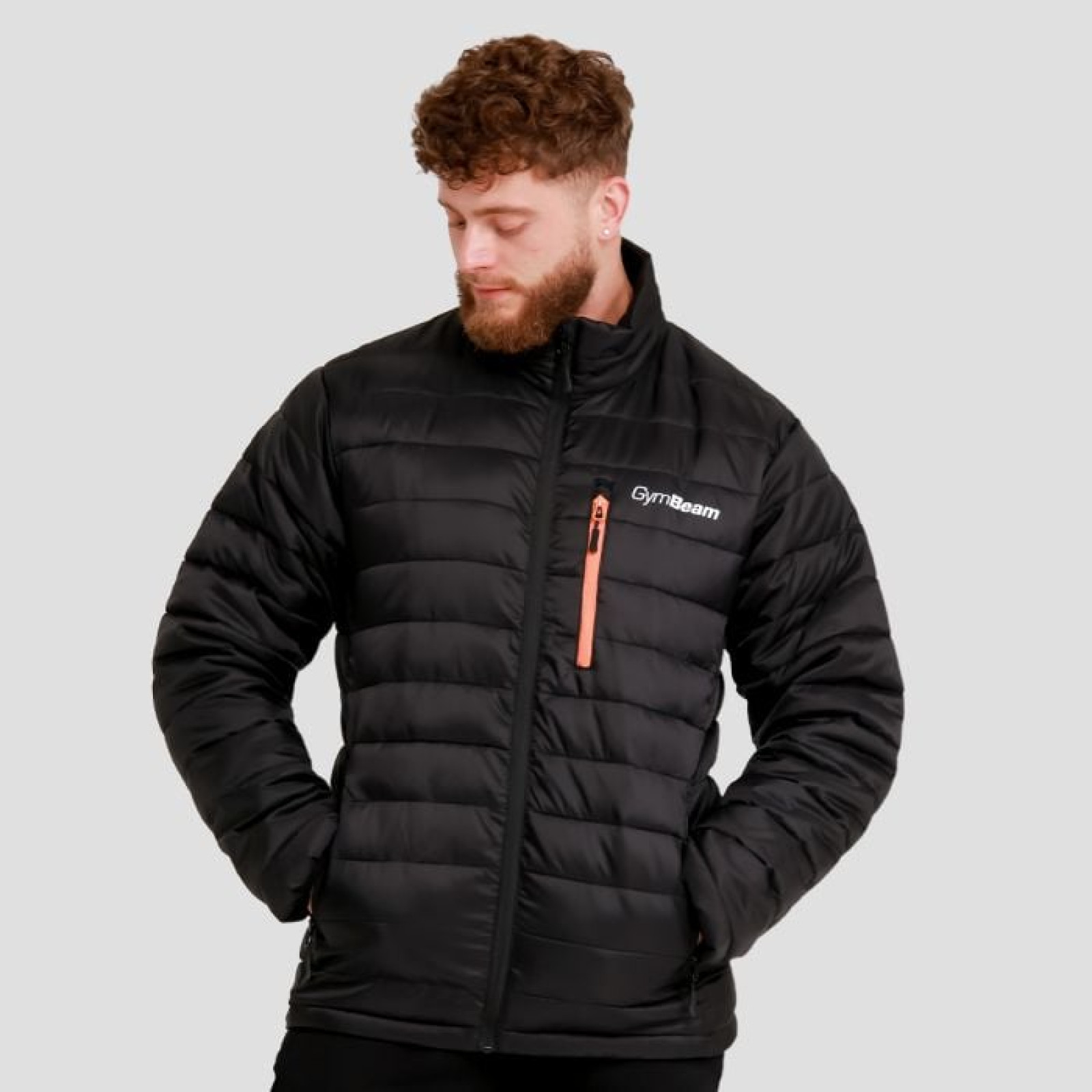 GymBeam Pánska bunda Puffer Black/Orange XLXL · záber 1