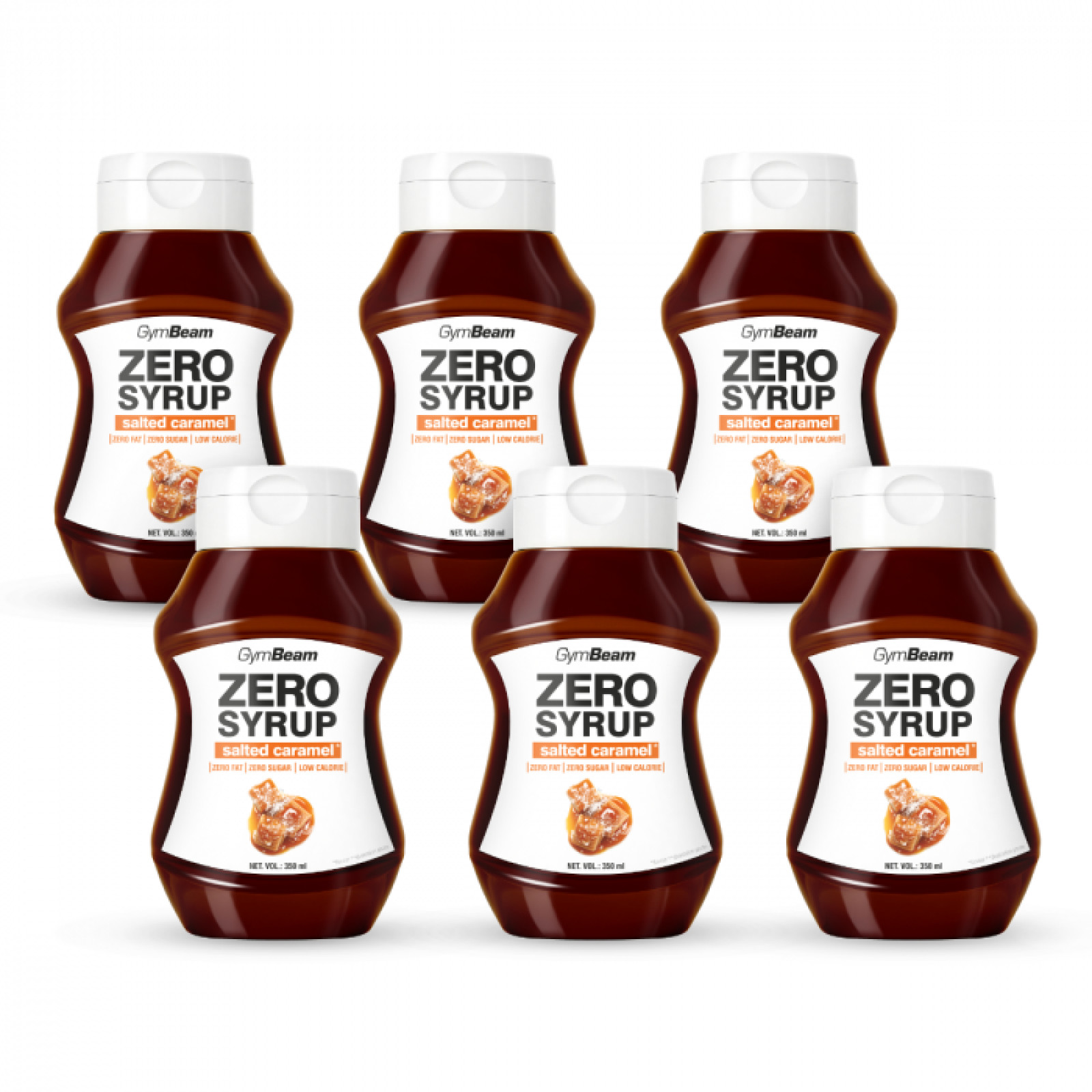 GymBeam ZERO SIRUP slaný karamel - Objem: 6 x 350 ml | Hmotnosť: 2,292 g · záber 1