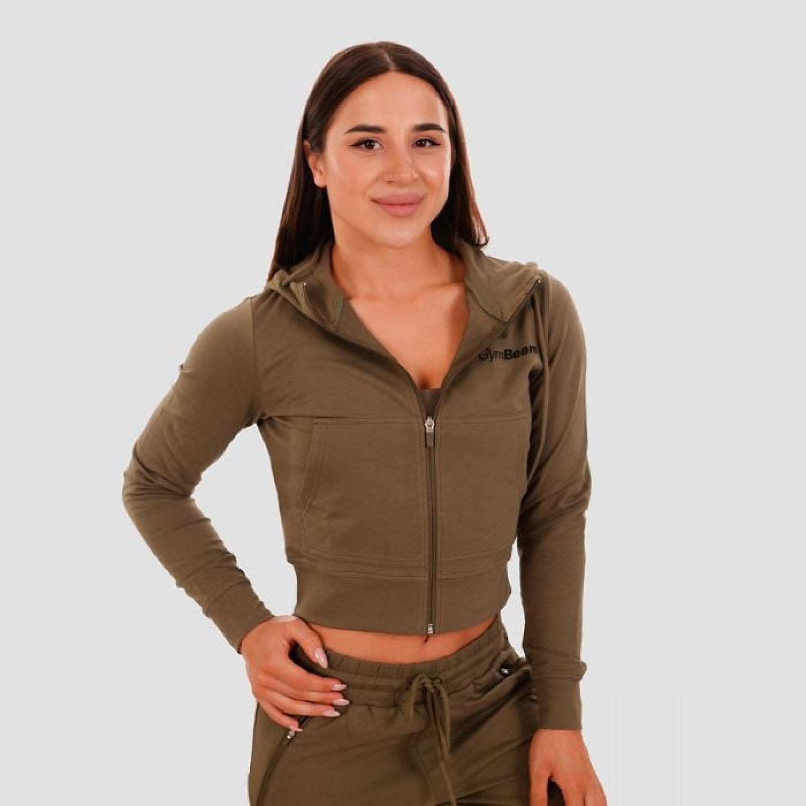 GymBeam Dámska mikina Zip-up TRN olive LL · záber 1