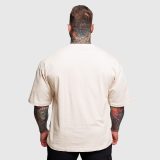 Oversize tričko Iron Aesthetics Major, béžové · záber 3