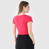 Dámske crop top tričko bez potlače - ružové · záber 2