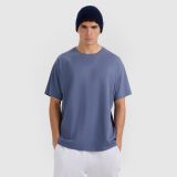 Pánske oversize hladké tričko - tmavomodré · záber 1