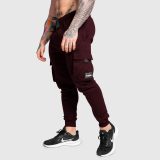 Pánske tepláky Iron Aesthetics Cargo Joggers, bordové · záber 4