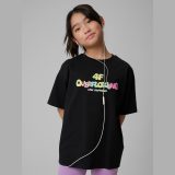 T-shirt loose s potlačou dievčenský - čierny · záber 11