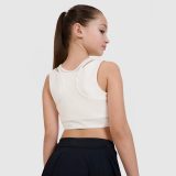 Dievčenský rýchloschnúci športový crop top 4F JUNIOR x Anna Lewandowska - biely · záber 2
