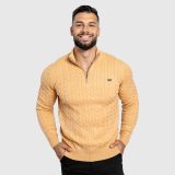 Pánsky sveter Iron Aesthetics Cable Knit, camel · záber 2