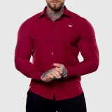 Strečová košeľa Iron Aesthetics Slim Stretch, bordová · záber 2