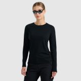 Dámsky rýchloschnúci trekkingový longsleeve s merino vlnou - čierny · záber 1
