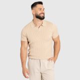 Pánske tričko Iron Aesthetics Polo Knit, béžové · záber 2
