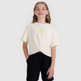 Dievčenský oversize crop top s potlačou - biely · záber 1