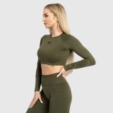 Dámsky športový crop top Iron Aesthetics Solid, zelený · záber 2