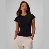 T-shirt slim hladký dámsky - čierny · záber 9