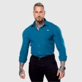 Strečová košeľa Iron Aesthetics Slim Stretch, smaragdová · záber 3