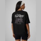 T-shirt loose s potlačou dámsky - čierny · záber 3