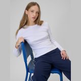 Longsleeve slim z rebrovanej pleteniny dámsky - biely · záber 1