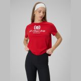 T-shirt boxy s potlačou dámsky - červený · záber 1