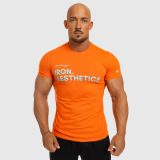 Pánske fitness tričko Iron Aesthetics Be Stronger, oranžové · záber 3