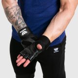 Fitness rukavice Iron Aesthetics Leather Lift, čierne · záber 5