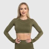 Bezšvový crop top Iron Aesthetics Rift, zelený · záber 3