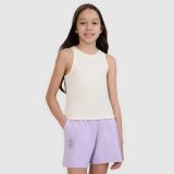 Dievčenský crop top slim z rebrovanej pleteniny - biely · záber 1