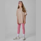 T-shirt oversize s potlačou dievčenský - béžový · záber 2