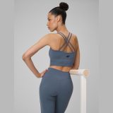 Dámsky rýchloschnúci joga crop-top - tmavomodrý · záber 1