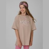 T-shirt oversize s potlačou dievčenský - béžový · záber 1
