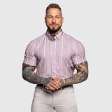 Strečová košeľa Iron Aesthetics Short Stripe, svetlofialová · záber 3