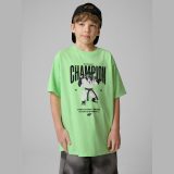 T-shirt loose s potlačou chlapčenský - zelený · záber 1