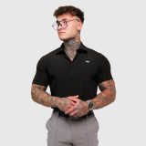 Strečová košeľa Iron Aesthetics Short Slim Stretch, čierna · záber 2