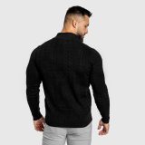 Pánsky sveter Iron Aesthetics Cable Knit, čierny · záber 5