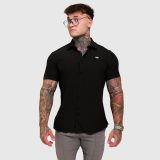Strečová košeľa Iron Aesthetics Short Slim Stretch, čierna · záber 4