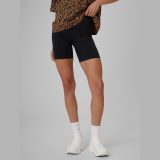 Krátke legíny z rebrovanej pleteniny dámske - čierne · záber 2