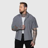 Oversized košeľa Iron Aesthetics Cuban, sivá · záber 3