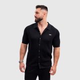 Pánska pletená košeľa Iron Aesthetics Vibe, čierna · záber 2