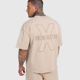 Pánske tričko Iron Aesthetics X Washed, béžové · záber 1