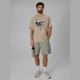 T-shirt loose s potlačou pánsky - béžový · záber 2