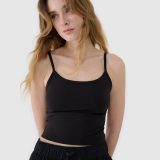 Dámsky slim crop-top bez potlače - čierny · záber 2