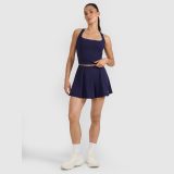 Dámsky rýchloschnúci tenisový crop-top - tmavomodrý · záber 2