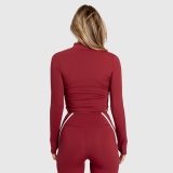 Dámska športová bunda na zips Iron Aesthetics Define, bordová · záber 2