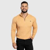 Pánsky sveter Iron Aesthetics Cable Knit, camel · záber 4